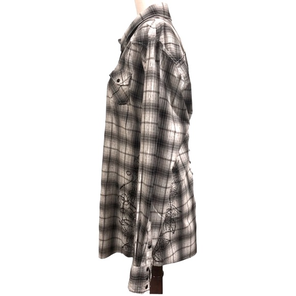 Panhandle Slim Western Shirt Black and White Black Snaps Embroidered Size XL - Picture 4 of 9